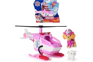 Paw Patrol, Fire Rescue Skye Fire Helikopter med karaktär, 3+ | Längd över 17,7 cm, 5 cm lång karaktär, korg, manövrerbar tång, roterande propellrar, höjd 5 cm