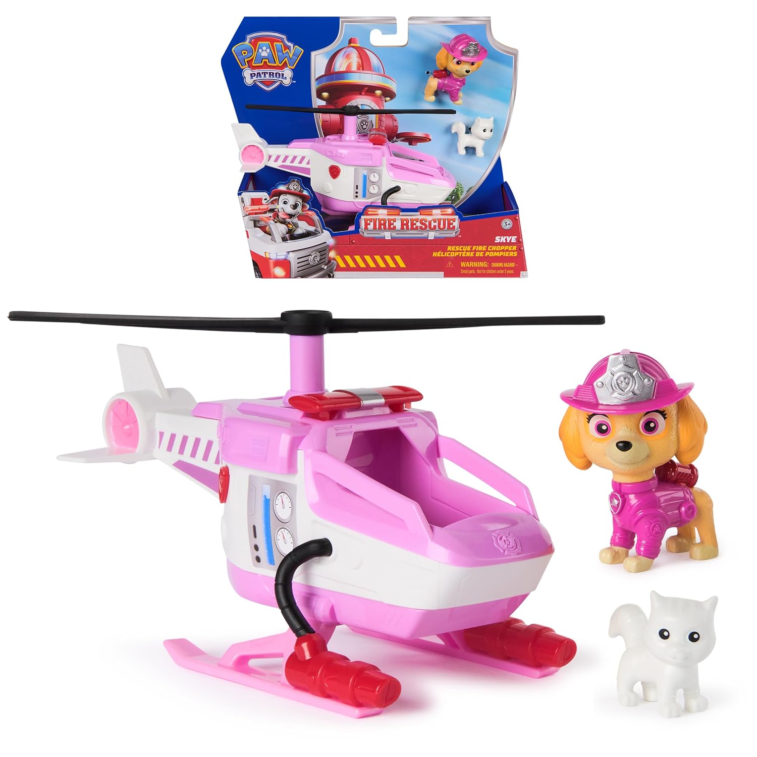 Paw Patrol Fire Rescue: Skye brandweerhelikopter met figuur, kittens en helikopter, speelgoed voor kinderen en meisjes, 3 jaar