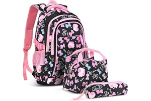 ATARNI Zaino Scuola Elementare Zaini Ragazza - Casual Backpack Set con Pranzo Astuccio Penna Astuccio Design Ergonomico Elementare Bambini Bambina