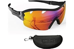 RayZor Sports Wraparound Sunglasses for Men & Women - Cycling Sunglasses - Running Sunglasses - Cricket Glasses - Hiking - Cycling - Golf, UV400 Protection - Wraparound Lightweight Running Shades