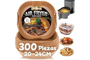 COZOR 300 Stück quadratisches Papier für Luftfritteuse, 5-7 l, 20-24 cm, Einwegpapier, antihaftbeschichtet, perfekt für COSORI Cecotec 5,5, 6 l