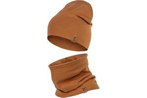 HEYO Kinder Set Beanie Mütze Schlauchschal Baumwolle Rundschal weich Mädchen Jungen Herbst Frühling Frühlinsset Herbstset