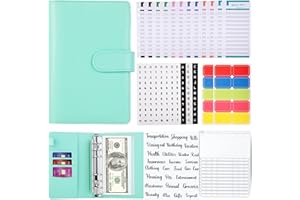 TOUVE Classeur A6 en PU Cuir,Classeur Budget A6,Classeur Budget 12 PVC Enveloppe Budget 12 Feuilles Budget,Budgétisation L'argent Enveloppes Économiser Organisateur avec Fermeture Boucle Magnétique