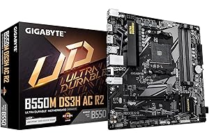 GIGABYTE B550M DS3H AC R2 AMD AM4 Motherboard, Micro-ATX, DDR4, Dual M.2, SATA 6Gb/s, WIFI5, Realtek GbE LAN, PCIe 4.0