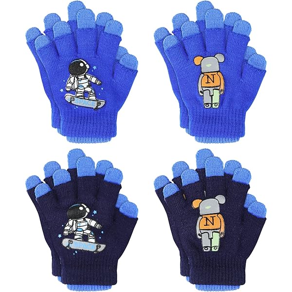 Lot De 3 Paires De Gants Et Moufles Enfant Hiver - Toison Thermique épaisse, Tricot Mohair - Cadeau Noël Garçon Fille