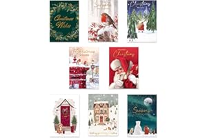 STAR ONLINE Christmas Card Pack of 40 Traditional Multipack Box – 8 Festive Design Xmas Cards With Envelopes