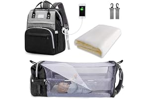 SNDMOR Mochila Cambiador, 30L Mochila Maternal Mochila Cuna Portatil Bebe con Cambiador Bebe Portatil y Correa Para Cochecito, Adecuado Para Mamá y Papá