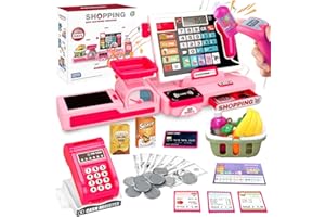 YOTOY Toys for 3-8 Year Old Kids: Shopping Till Cash Register for Toddlers Kid Shop Role Play Toy Till with Scanner and Sounds Gifts for 2 3 4 5 6 Years Old Girls Boys Educational Game Pretend Playset