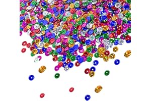 JEKUGOT 100g Iridescent Bulk Loose Sequins - 6mm Round PVC Sequins in Mixed Colors for DIY Arts and Crafts, Jewelry Making, and Clothing