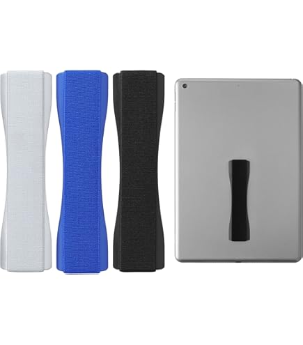 kwmobile tablet vinger houder - Elastische tablet griphouder - Universeel - Met zelfklevende band - In zwart