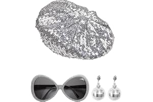 W WIDMANN MILANO Party Fashion 68599 - zestaw przebierańców Disco Babe, czapka z cekinami, okulary brokatowe, kolczyki z kulą dyskotekową, impreza tematyczna, karnawał