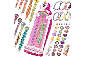 KIDLUNA Unicorno Kit Braccialetti dell’Amicizia, 182 Pezzi Arti e Mestieri per Ragazze 4-12 Anni, Fili Colorati, Perline & Clip Facile, DIY Creativo Regali di Compleanno Natale per Bambini 5 6 7 8 9 10 11 12