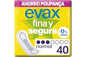 Evax Fina y Segura Compresas sin Alas, Normal, 40 Unidades, Hasta 0% Olor
