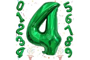 ISNDARE Emerald Green Number Balloons, 40 Inch Dark Green Number 4 Balloon for Boys, Giant 0-9 Set with Foil Helium for 4th Women Boys Birthday Party Decor Anniversary Jungle Decoration Supplies
