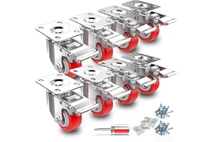 Deutnart Möbelrollen [8 Stk] Schwerlastrollen mit bremsen 38mm lenkrollen Räder für Möbel Gesamtkapazität 400Kg Leise Lenkrollen Set Polyurethan Transportrollen ohne Spuren