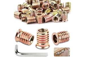 TXXATX 120 Pezzi Inserti Filettati M6x10mm Boccole Filettate per Legno Inserti Filettati per Legno con Chiavi a Brugola Esagonali per Pannelli Compositi in Compensato di Pino Arredo