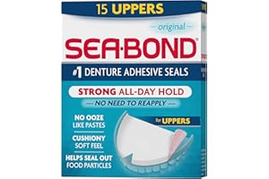 SEABOND Sea Bond Secure Denture Adhesive Seals, Original Uppers, Zinc-Free, All-Day-Hold, Mess-Free, 15 Count (Pack of 1)