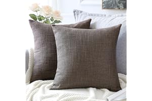 Artscope 2 Pezzi Federe Cuscini in Lino Minimalista Copricuscino Colorato per la Decorazione Domestica Soggiorno Camera da Letto Divano 50x50cm, Marrone Scuro