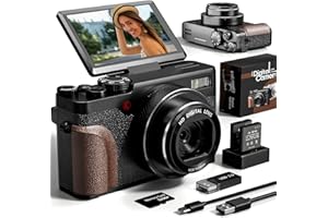 G-ANICA Digital Camera, 48MP Cameras for Photography, 4K Vlogging Camera for YouTube, 180°Flip Screen Digital Point and Shoot Camera with 18X Zoom, Compact Camera for Beginner with 32GB Card(2 Batteries)