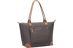 DORIS&JACKY Tragetasche für Damen, große, leichte Leder-Nylon-Arbeitsumhängetasche und faltbare Reisegeldbörse