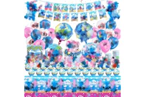 AINVLIYA Luftballon2 Luftballons Geburtstagsdeko Mädchen Junge, Partygeschirr Kindergeburtstag Deko Tortendeko Folienballon Geburtstag Banner Pappteller Partyzubehör Tischdecke Becher Servietten Latexballon