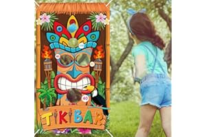 CHALA Hawaii Wurfspiel Kinder Outdoor Tiki Bar Partyspiele Lustiges Werfen Spiele Hawaiian Luau Banner mit 3 Bohnentaschen Aloha Party Deko für Indoor Outdoor Hawaiian Kindergeburtstag Party Zubehör