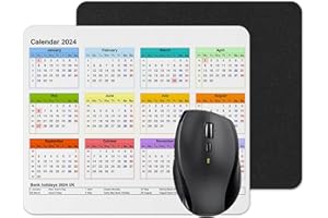 Vixar Calendar 2024 Mouse mat pad for UK with Holiday Non Slip PC Desktop Laptop (white)