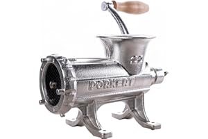 Porkert Profi Fleischwolf manuell Größe 22 aus hochwertigem Gusseisen, mit Messer und Lochscheibe Ø 4,5 mm