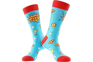 BISOUSOX Gifts for Mens Socks Colourful Dad Socks Funky Socks Best Dad Ever Cotton Novelty Socks Father's Gift