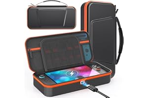 FASTSNAIL [Charge Inside] Case for Nintendo Switch 2 2025/Switch 1/ OLED, Hard Shell Carry Case for Nintendo Switch Consoles & Accessories, Travel Carrying Pouch with Charging Hole and 9 Game Card Slots, Black