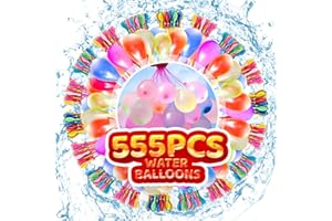 ZTBFHLZQ 555 Pcs Bombes à Eau,Ballons D'eau Color avec 4 Raccords de Robinet,Bombe a Eau Ballon d'eau,Ballons D'eau avec Fermeture Automatique pour Pool Parties Estivales en Plein Air,Jeux D’enfant Adulte (B)