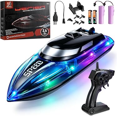 Tachan Yate RC Con Luces – Barco Teledirigido De 15 Metros De Alcance, Para Piscinas Y Aguas Tranquilas
