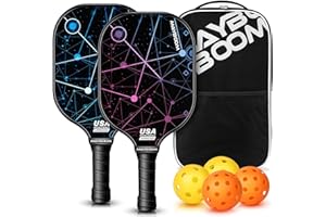 Mayboom Pickleball Paddles Set of 2 or 4, USAPA Approved Pickleball Set with 4 Pickleball Balls and Pickleball Bag, Fiberglass Pickle Ball Rackets 2 Pack for Beginner