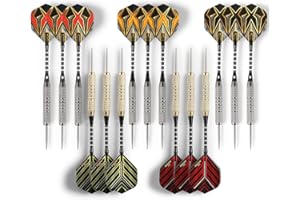 CC-Exquisite Lot de 15 fléchettes professionnelles avec pointe en acier - 18 g - 15 tiges en aluminium - 15 anneaux toriques et 8 ailettes de rechange supplémentaires