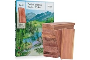 Zedernholz Mottenschutz für Kleiderschrank : 16 Zedernholz Duft Blöcke als Kleiderschrank Mottenschutz und natürlicher Kleiderschrank Duft – Kleiderschrank Dufterfrischer – Cedarwood von Inovida