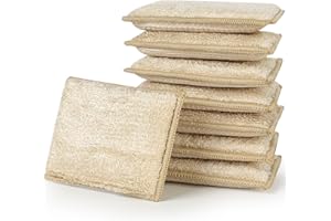 JEBBLAS Spugne assorbenti naturali di bambù spugne per la pulizia della cucina riutilizzabili per lavare i piatti beige (confezione da 8)