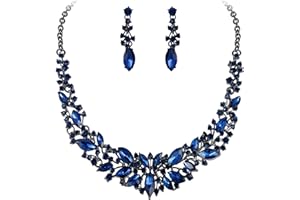 Clearine Juegos de Joyas de Mujer Cristal Lágrimas Encaje Collar y Pendientes para Novia Boda Fiesta