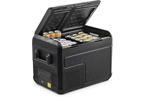 DARTMOOR Kühlbox Auto Camping Kompressor Kühlbox Elektrisch 12/24V 230V Auto Kühlschrank Zwei-Zonen-Temperaturregelung Reisekühlschrank -22℃~20℃ für Lkw Boot Reisemobil 36L