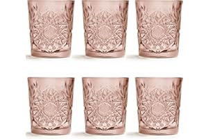 Verre Hobstar rose de Libbey - 355 ml / 35,5 cl - 6 unités - design vintage - vont au lave-vaisselle - qualité supérieure