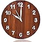 Heart Home Wooden Simple Numerical Round Shaped 10" Wall Clock (Brown, Standard - 25cm x 25cm)