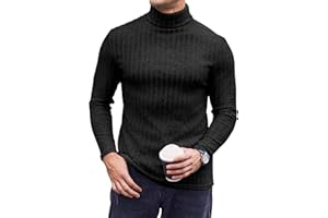 Ekouaer Męska termiczna górna warstwa bazowa golf z długim rękawem slim fit sweter jesień zima bielizna termiczna prążkowana lekka S-XXL