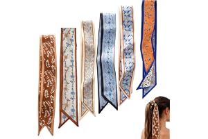 Aribliseza Silkesnäsdukshår, 6 st halssjalar för kvinnor, mångsidig boho silkesscarf för hår, hals, handled och väska, satinh