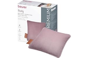 ‎BEURER Beurer Heaty Heizkissen, kabelloses Heizkissen mit Akku, Wärmekissen mit Abschaltautomatik und 3 Temperaturstufen, mit Schnellheizung, weicher Cordstoff, lavender-lilac/lila
