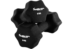 MOVIT set de 2 haltères en néoprène, haltères courts avec surface en néoprène, haltères en 8 variantes de poids et de couleurs 2x 0,5kg jusqu'à 2x 5kg