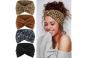 Tumurup Breda Huvudband för Kvinnors Hår, 4 Stycken Hårband – Vintage Turban Elastiska Huvudband Vuxna Kvinnor Mjuka Huvudlin