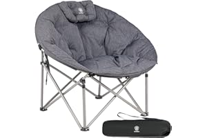 EVER ADVANCED Luxus Campingstuhl Faltbar Moonchair XXL 150KG Rund Klappstuhl Dick Gepolstert, Übergroßer Faltsessel Hohe Rück