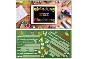 ‎BREITENWERK 12er Set Einladung zur Einschulung TABLET - Einladungskarten zum Schulbeginn Schuleingang Schulanfang für Kinder Einschulungskarten von BREITENWERK
