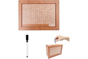 Fousenuk Hucha de Madera con Contador, Caja de Dinero con Objetivo €5000 de Ahorro y Números para Marcar, Cajas de Ahorro con Marcador para Ayudar a Los Niños a Desarrollar el Hábito de Ahorro