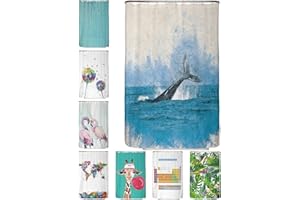 arteneur® - Tenda da doccia antimuffa, 120 x 200 cm, materiale riciclato Öko-Tex Standard 100, orlo zavorrato, non trasparente, impermeabile, lavabile, con 8 ganci, e-book, motivo: balena