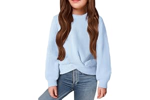 Arshiner Ragazze Maglione Moda Manica Lunga Bambine Caldo Collo Rotondo Maglione Top Autunno Inverno Maglioni per Bambina 5-13 Anni
